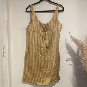 Intuitions Yellow and Gray Silk Dress Sz 10 B123